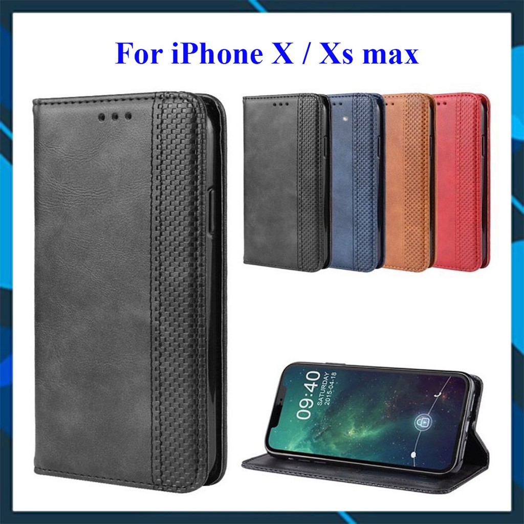 Bao da dạng ví iPhone X/Xs, iPhone Xs max (cam kết xịn) hit nam châm, ngăn đựng thẻ tiền tiện lợi
