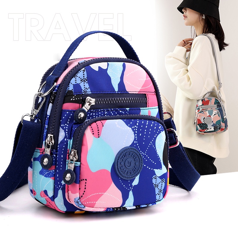 Túi Đeo Chéo Sợi Nylon Họa Tiết Hoa Phong Cách Mới Cho Nữ