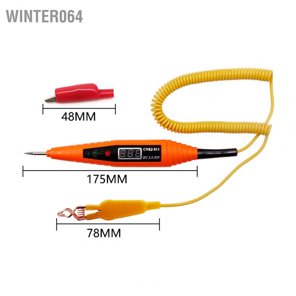 Máy kiểm tra mạch điện trên ô tô Màn hình kỹ thuật số 2 5V đến 35V Bộ đa chức năng Công cụ ánh sáng cho xe Winter064