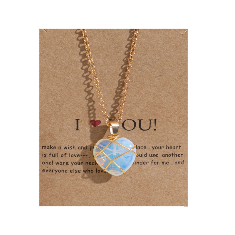 Vòng cổ Mặt Hình Trái Tim Đính Đá Tự Nhiên Cho Nữ