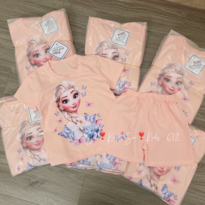 Bộ elsa cộc tay bé gái