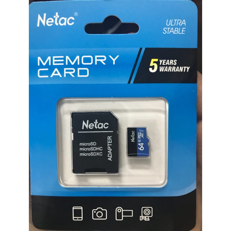[Chính Hãng] Thẻ nhớ Netac 64GB - Bảo hành 5 năm - Xài cho Điện thoại, Máy tính, Camera IP.... | BigBuy360 - bigbuy360.vn