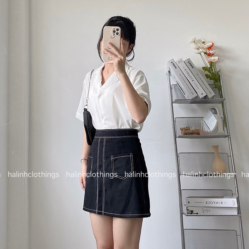 Chân váy chữ a ngắn chỉ viền trơn có quần lót trong LUZADO CV05 | BigBuy360 - bigbuy360.vn