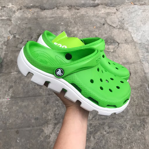 dép cross Nam xanh lá cây đế lượn sóng, sục cross nữ bít đầu DU01