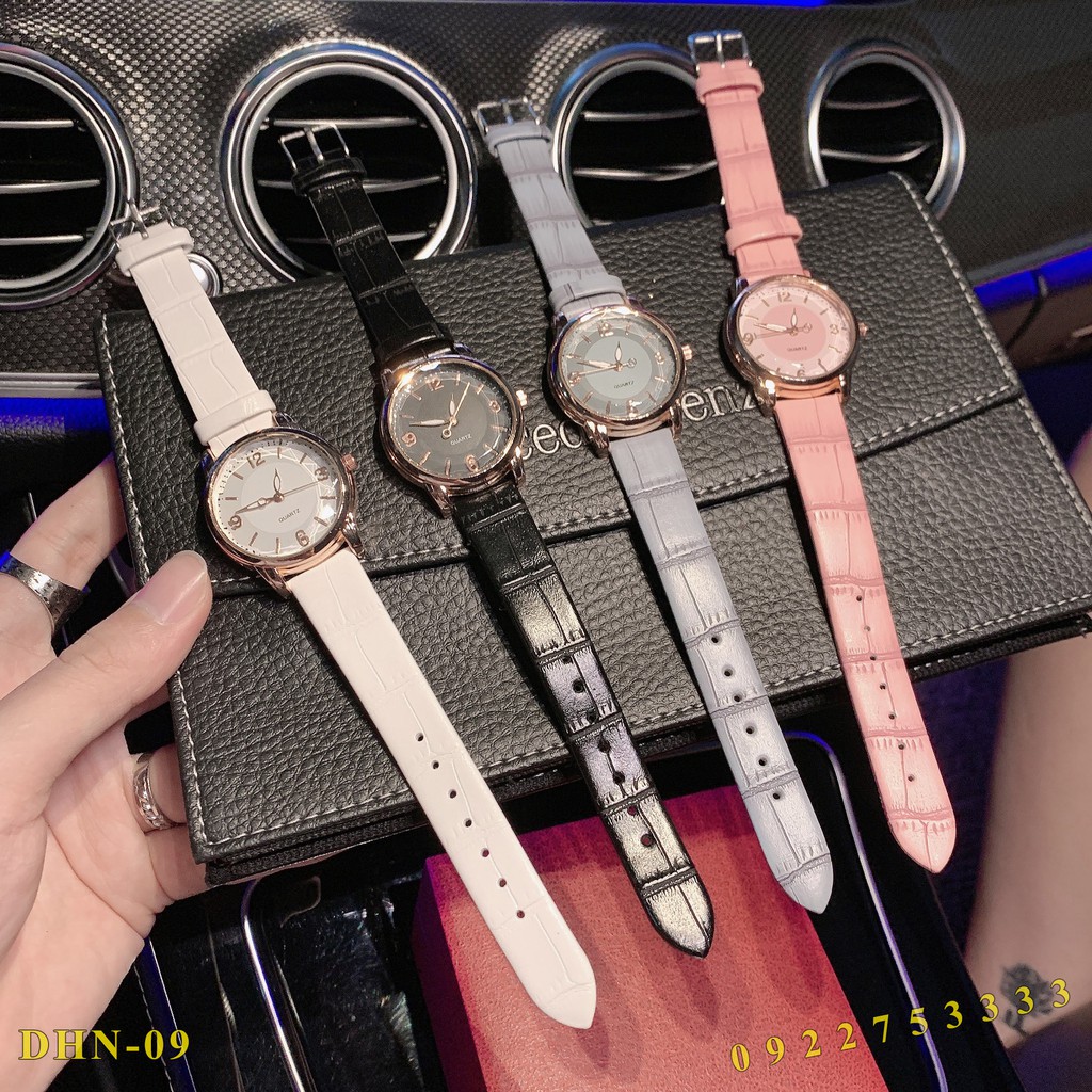 Đồng Hồ Nữ Mặt Tròn Viền Vàng Máy Pin Hàng Đẹp Có Hộp Tặng Lắc Tay Xinh DHN09 thusamshop | BigBuy360 - bigbuy360.vn