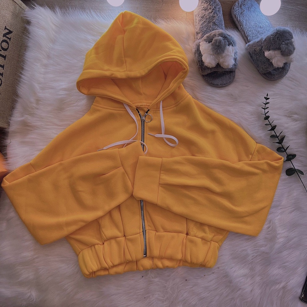 ÁO KHOÁC NỈ CROPTOP TAY PHỒNG NHIỀU MÀU HOTTREND HIỆN NAY