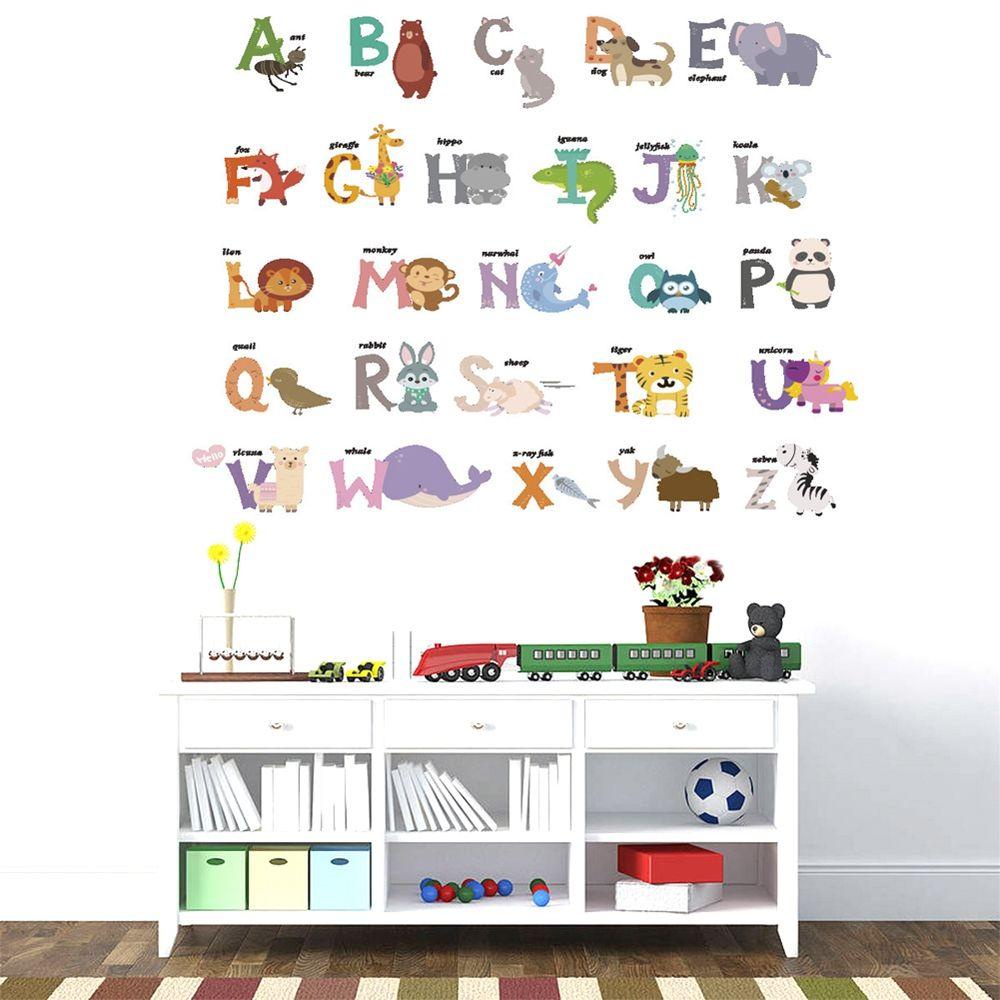 Decal dán tường Họa Tiết 26 Chữ Cái Hình Động Vật Hoang Dã