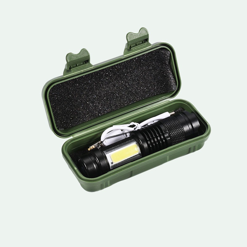 Đèn pin siêu sáng ,mini nhỏ gọn , kim loại nhuôm , 2 loại đèn xpe và cob,siêu sáng,sạc cổng usb 5 v, có móc kim loại.