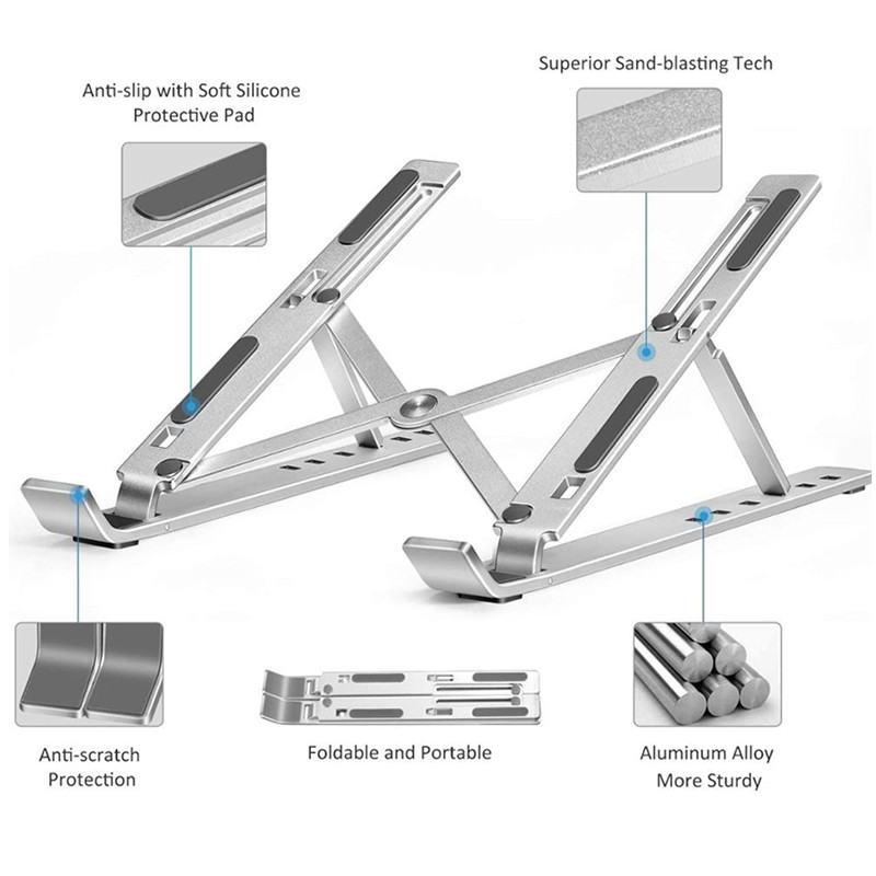 Giá Đỡ Laptop có thể gập lại chất liệu hợp kim nhôm cao cấp,điều chỉnh góc độ Tương Thích cho MacBook Pro/Air