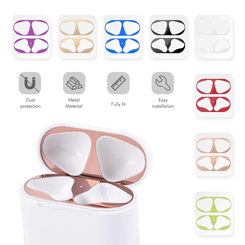 Miếng dán bảo vệ bằng kim loại siêu mỏng chống bụi cho hộp đựng AirPods