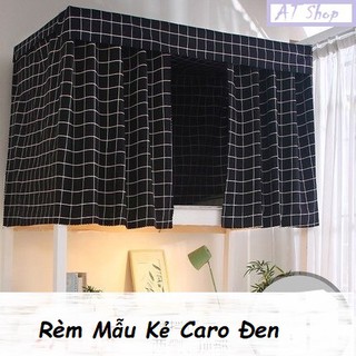 RÈM GIƯỜNG KÝ TÚC XÁ MẪU KẺ CARO ĐEN CHE NẮNG