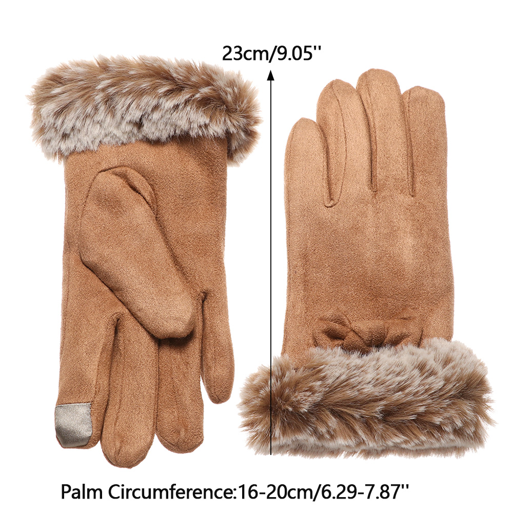 Đôi găng tay bằng da lộn cảm ứng màn hình thời trang cho nữ