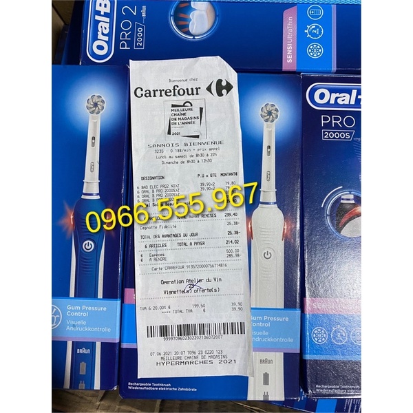 Bàn chải điện Oral-B Pro 2 2000 / 2000s hàng Pháp