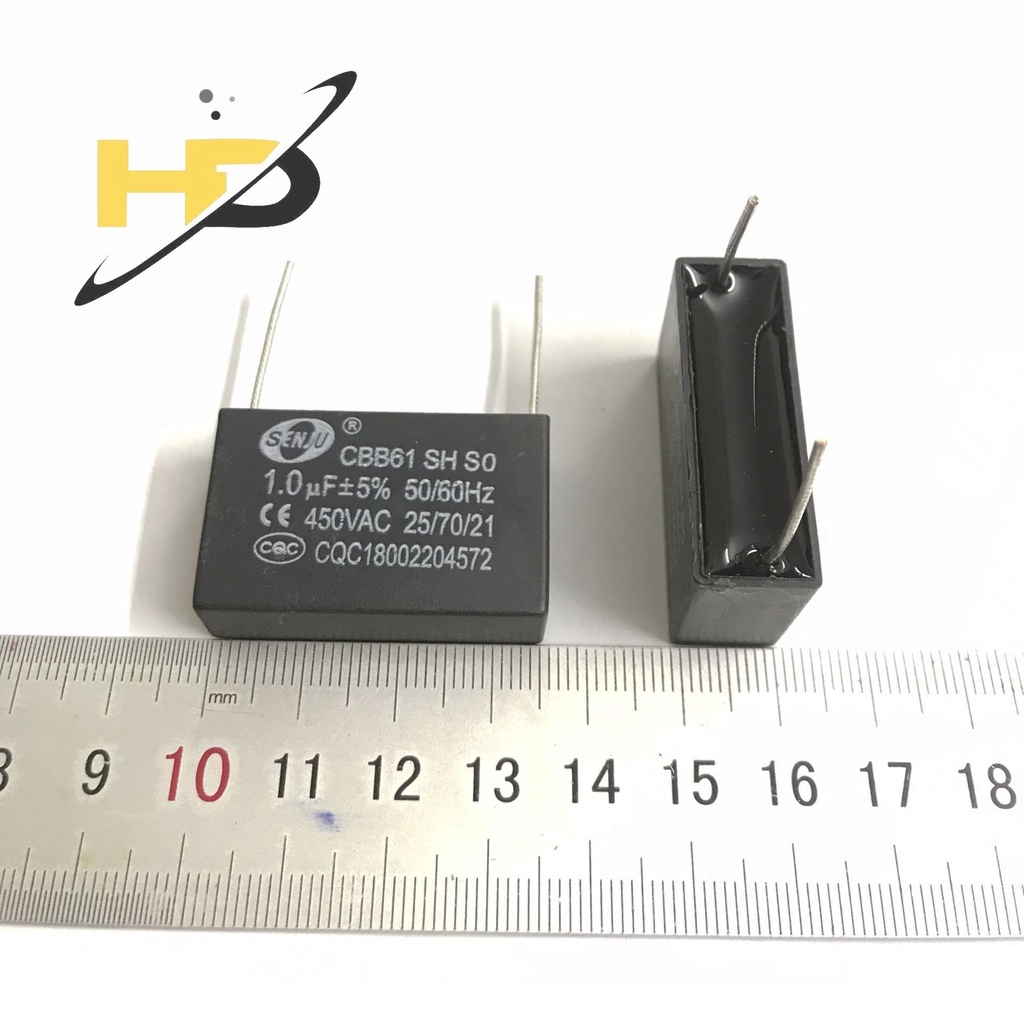 Linh Kiện Điện Tử, Tụ Quạt 1uF 450VAC Chân Hàn Mạch PCB CBB61