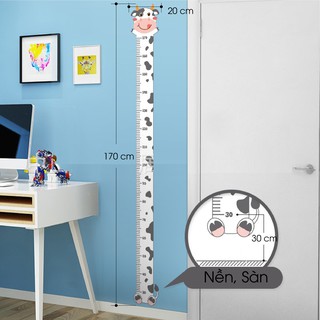Decal dán tường hình con vật đo chiều cao bé
