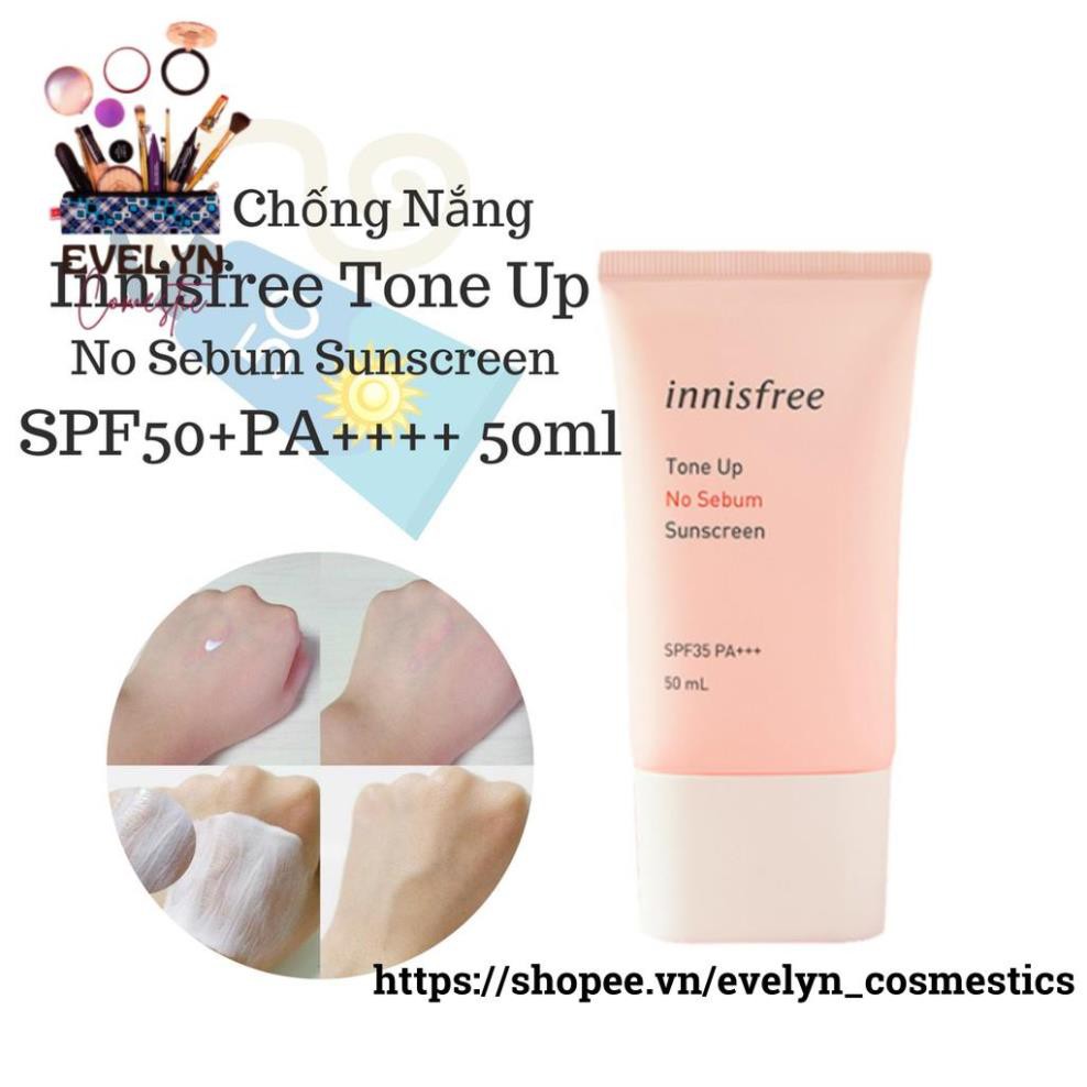 Kem Chống Nắng Innisfree Tone Up No Sebum Sunscreen SPF50+PA++++ 50ml (màu hồng)