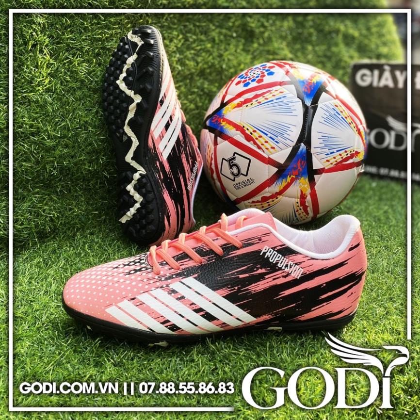 Giày đá bóng nam giá rẻ - Giày bóng đá màu hồng kẻ trắng chất lượng cao ( Size 36-37-38-39-40-41-42-43) - Godi Sport ;