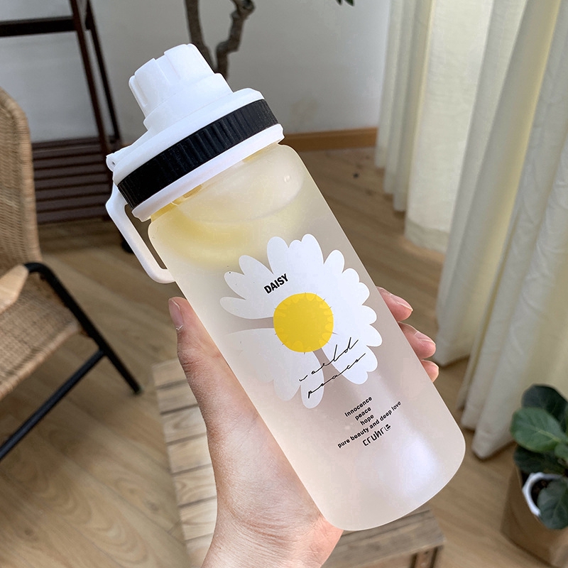 Bình Nước Thủy Tinh In Hình Hoa Cúc Phong Cách Hàn Quốc