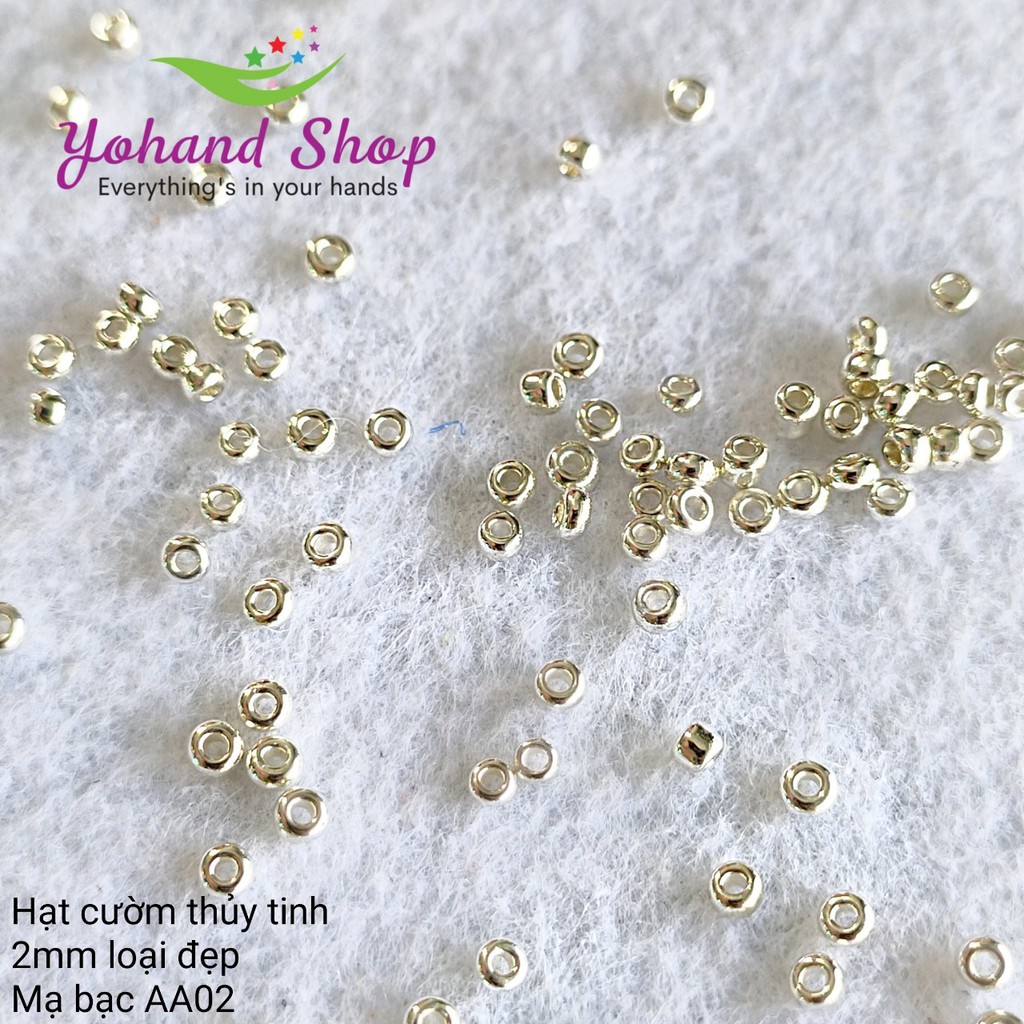 Hạt cườm thủy tinh 2mm AA02 màu bạc ( gói 50gram)