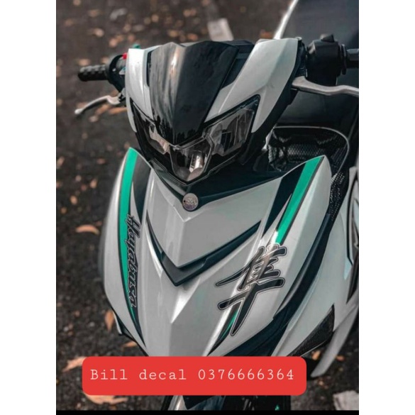 tem rời exciter 150 hayabusa trắng phối xanh lục bảo