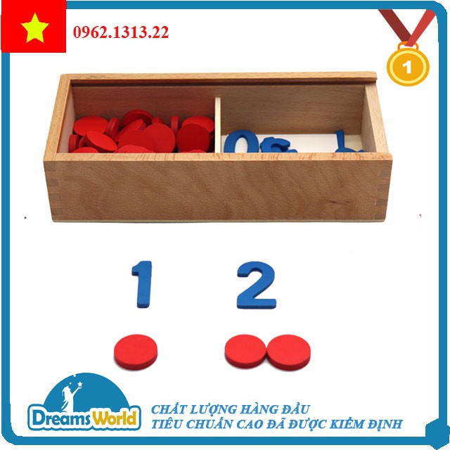 Montessori - Hộp thẻ số và chấm tròn không cố định