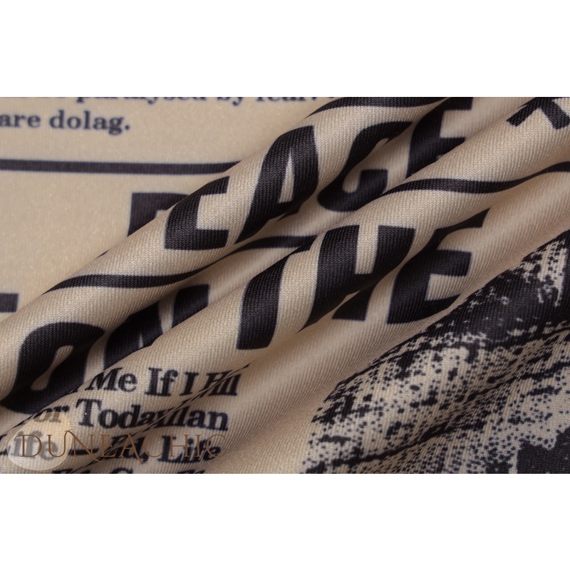 DUNEA Áo Hai Dây In Họa Tiết Tờ Báo Phong Cách Vintage Quyến Rũ Cho Nữ