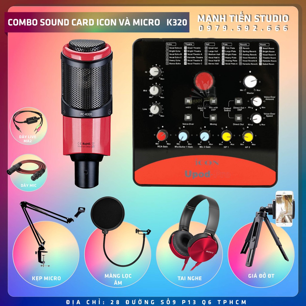 [Chuẩn Phòng Thu] Trọn Bộ Combo Micro Takstar PC-K320 + Soundcard Icon Upod Pro + Full Phụ Kiện