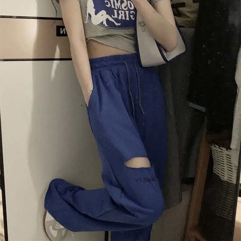 COZOKC COZOK Set Áo thun ngắn tay in họa tiết + quần ống rộng COZOK lưng cao thời trang cho nữ