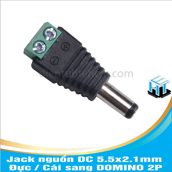 Jack nguồn DC 5.5x2.1mm Đực/Cái sang Domino 2P(combo 4 cái)