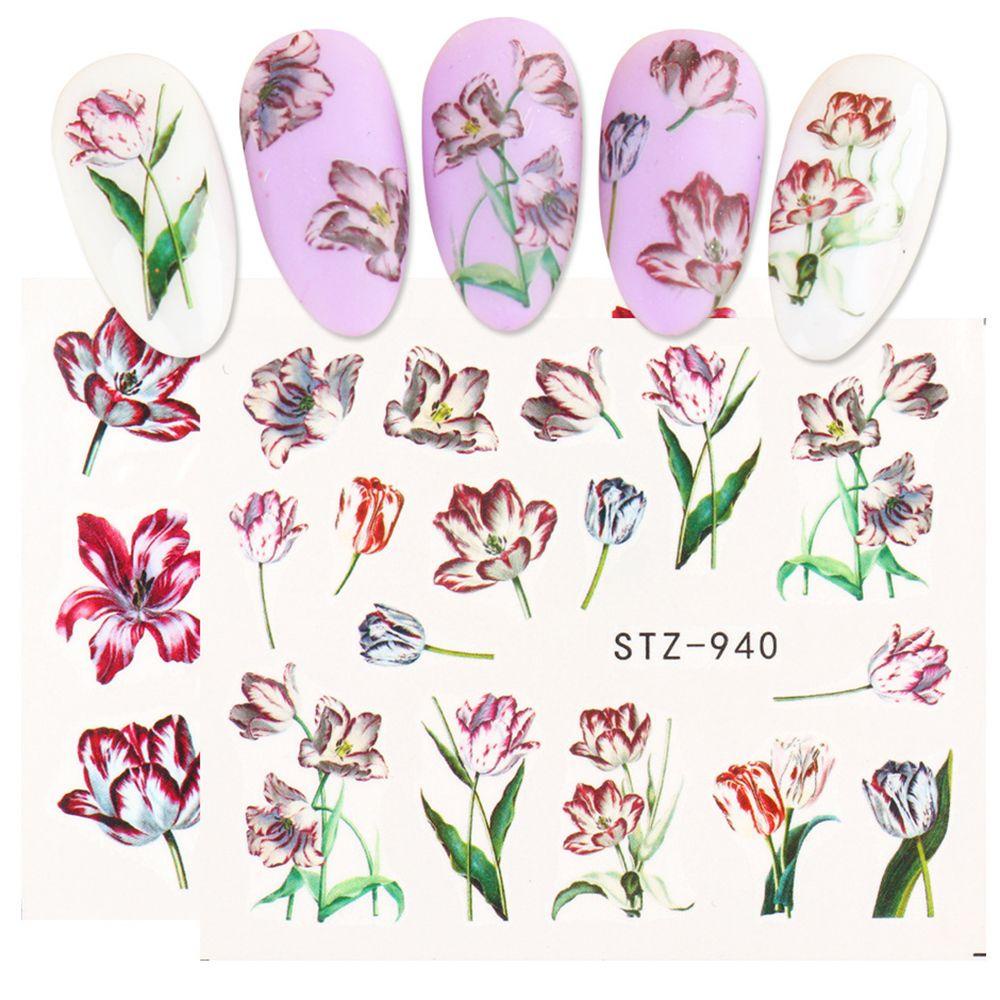 Set 24 Miếng Dán Trang Trí Móng Tay Hình Hoa Hồng Và Bướm