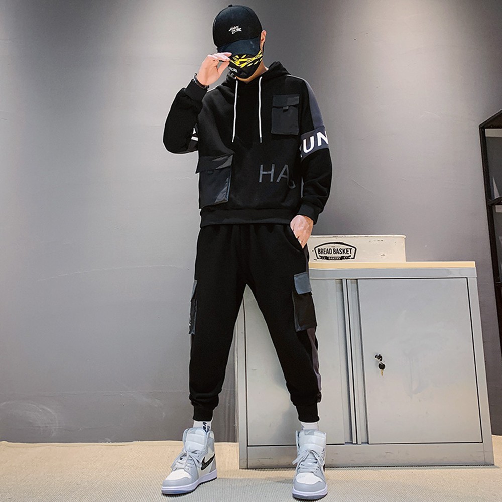 Bộ Quần Áo Thu Đông Nam Áo Hoodies HAG Có Mũ Trùm Đầu  Kết Hợp Quần Jogger Bo Gấu ZENKODLMEN SET NAM 90000126C