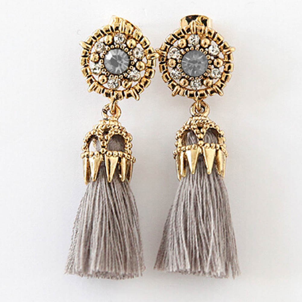 Hoa tai tua rua dài đính đá pha lê phong cách cổ điển