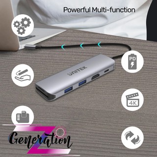 CÁP CHUYỂN TYPE-C RA 2 USB 3.0 + HDMI + TF/SD + PD UNITEK H1107D