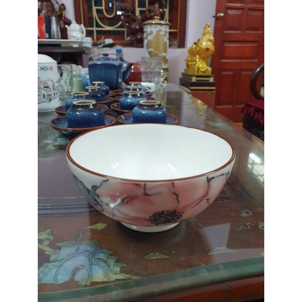 Bát Đĩa Gốm sứ bát tràng hoa đỏ cao cấp  bộ bát tràng cao cấp hoa đỏ giảm 50%