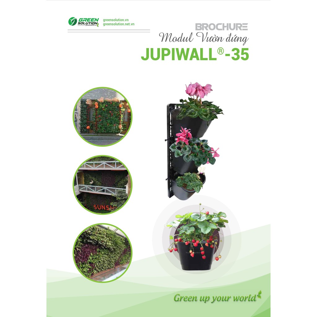 1M2 Khung chậu vườn tường thế hệ mới Jupiwall-35: 2 lựa chọn khung đỡ chậu, chậu lớn và thẩm mỹ hơn.