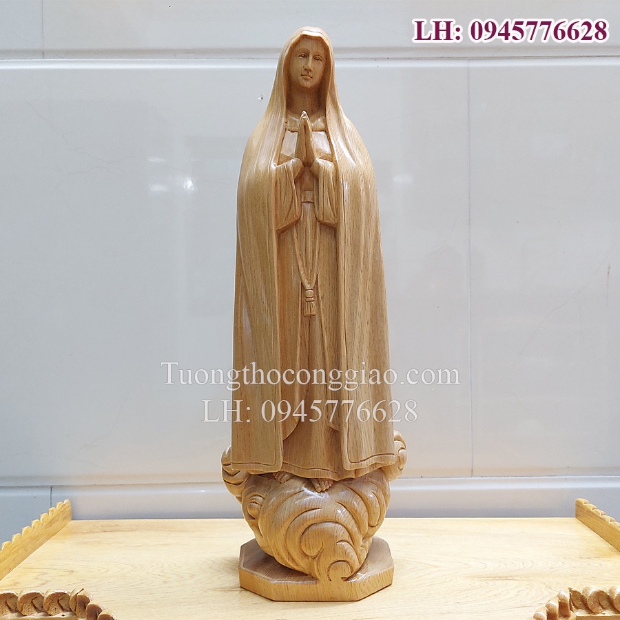 Tượng Đức Mẹ Fatima 40cm gỗ pơmu