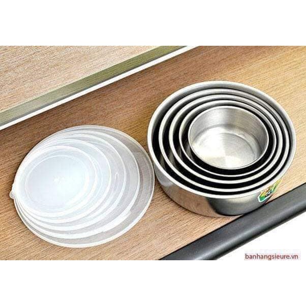 Bộ 5 Bát INOX Đựng Thực Phẩm Cao Cấp Có Nắp Đậy Tiện Lợi