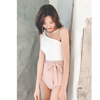 Bikini lệch vai phối màu (hồng trắng & ghi trắng)