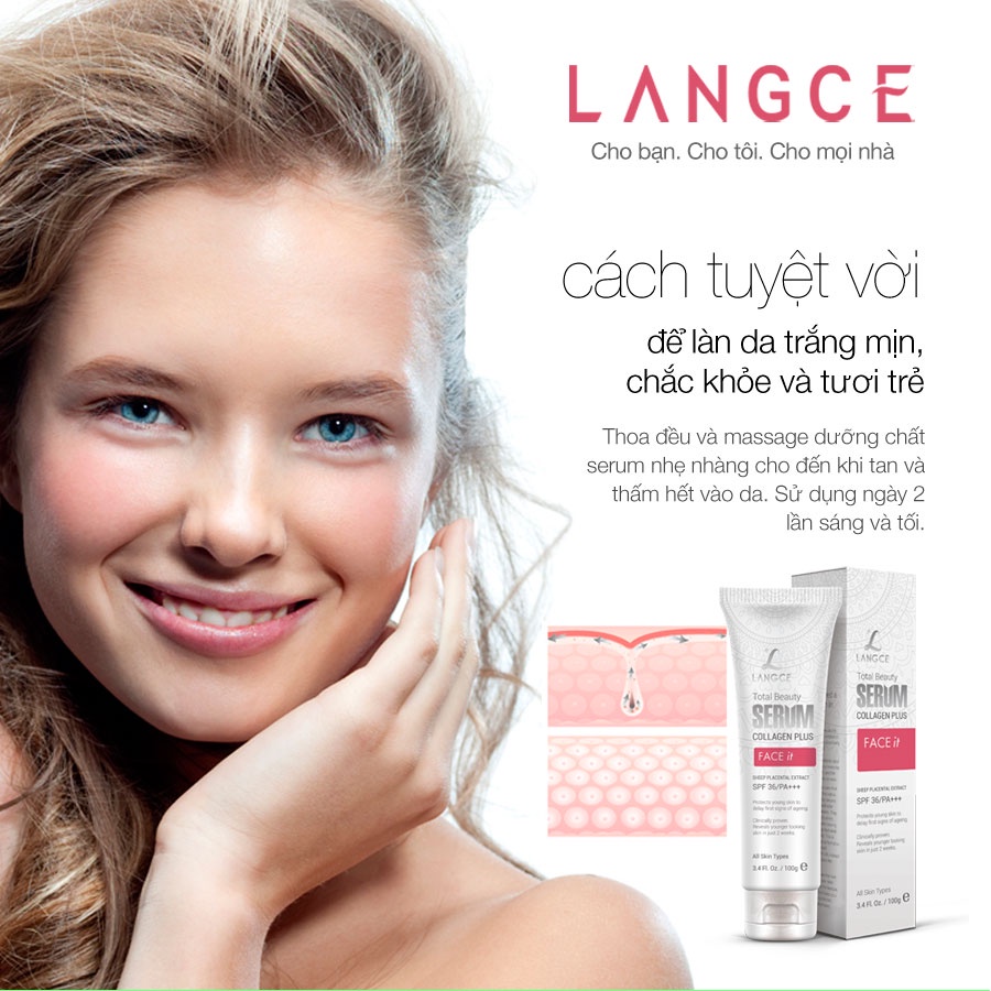 SERUM ĐẸP DA COLLAGEN+ FACE it DƯỠNG TRẮNG DA, GIỮ ẨM, MỀM MỊN 100ml BS LANGCE | BigBuy360 - bigbuy360.vn