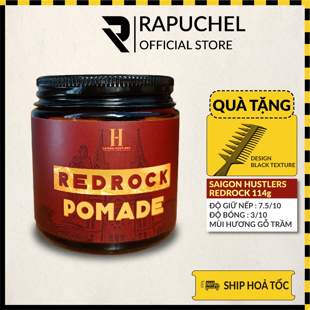 Sáp vuốt tóc nam Red Rock Pomade chính hãng thơm giữ nếp Rapuchel Store SRR01