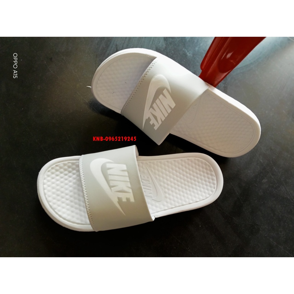 Dép nike nam nữ, dép quai ngang nam nữ unisex nike benassi cartoon ❤️FREESHIP + Hộp❤️ màu trắng quai xám