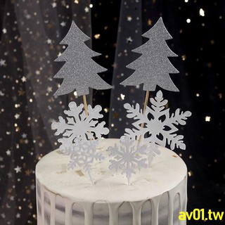 ✈✈✈ Thẻ Trang Trí Bánh Kem Hình Bông Tuyết Bằng Acrylic Lấp Lánh Màu Trắng/Bạc Cho Tiệc Giáng Sinh