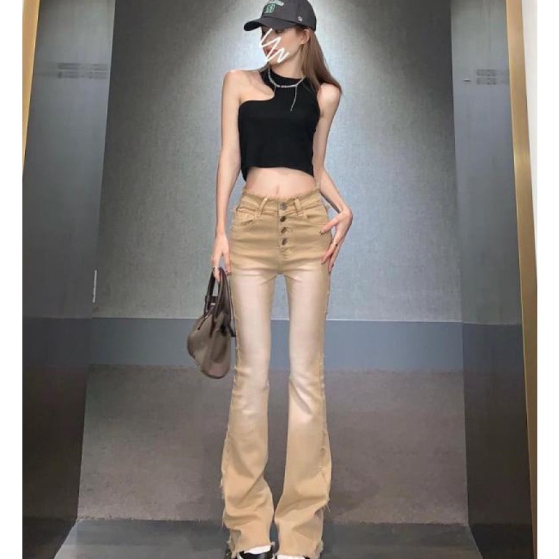 Quần Jean Nữ Lưng Cao Ống Đứng Dễ Phối Đồ