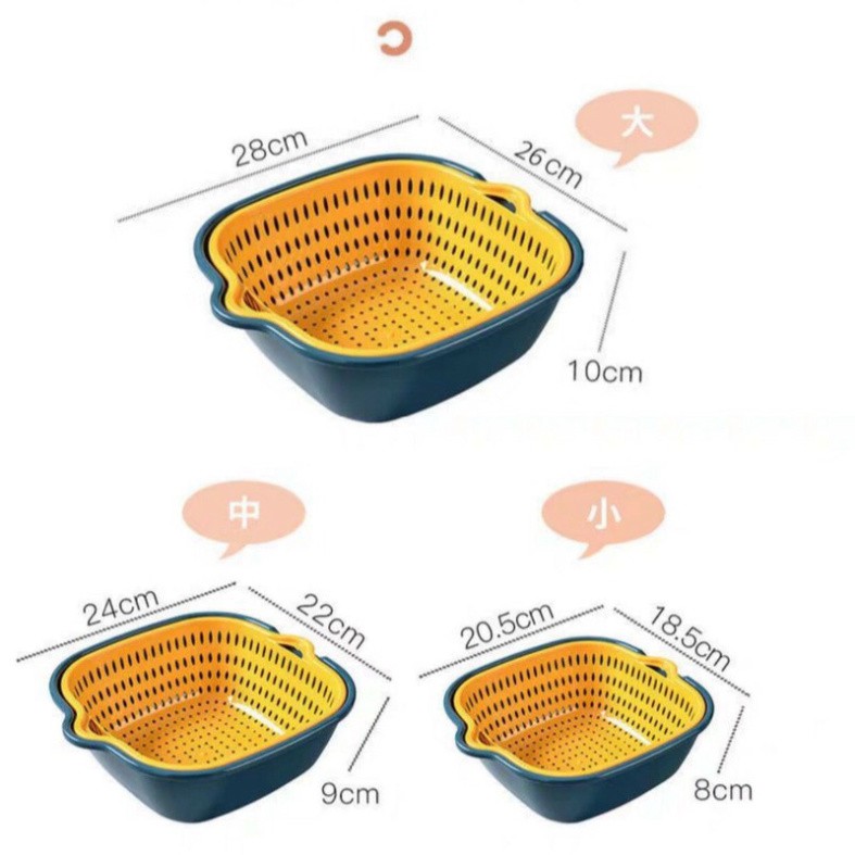 Bộ 6 thau rổ nhựa rửa rau củ quả, đựng đồ nhà bếp tiện dụng