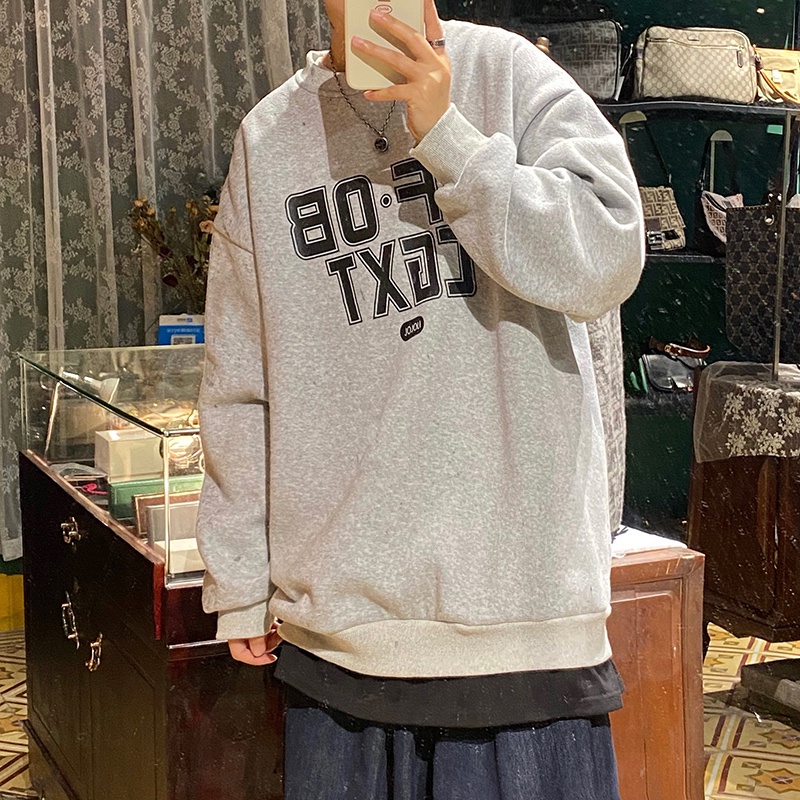 Áo Sweater Cổ Tròn In Chữ Đơn Giản Phong Cách Hàn Quốc Mới Cho Nam Size M-3Xl