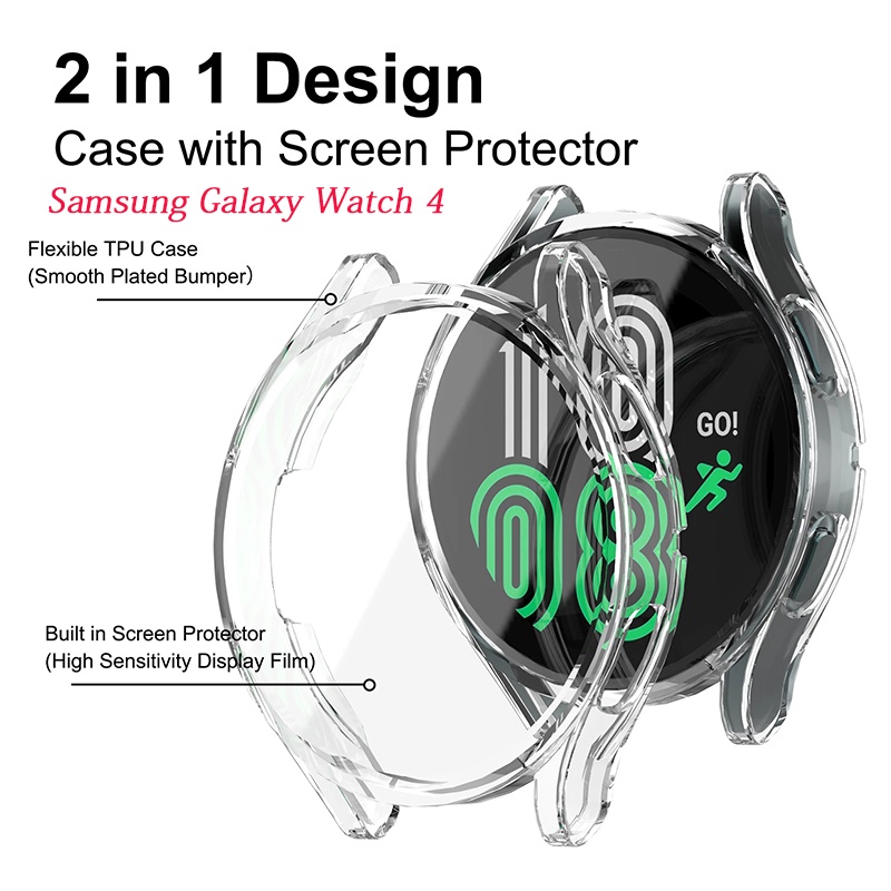 Ốp Bảo Vệ Mặt Đồng Hồ Kèm Miếng Dán Màn Hình Cho Samsung Galaxy Watch 4 40mm 44mm