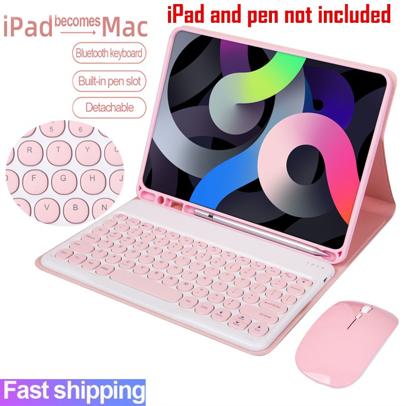 Bao Da Máy Tính Bảng PC Tích Hợp Bàn Phím Không Dây Bluetooth Dành Cho iPad 9.7 10.2 5th 6th 7th Gen 8th Air 1 2 3 4