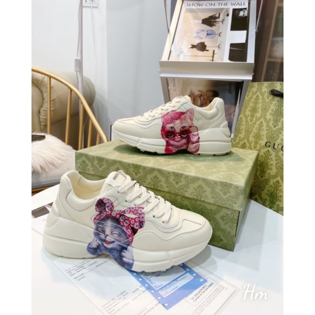 Hm(ẢNH THẬT) Giày Thể Thao Mèo Hồng đế 4p Da Mềm Êm Fullbox Bill Túi Lụa Cao Cấp