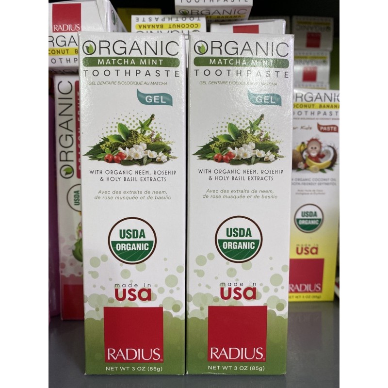 Kem đánh răng hữu cơ vị bạc hà trà xanh