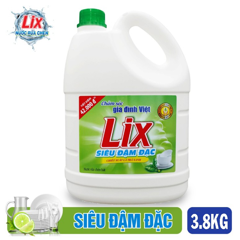 Nước rửa chén Siêu sạch Lix Hương Chanh 3.6Kg